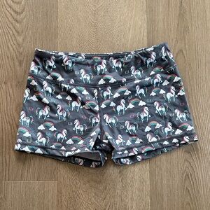 Unicorn Print Gray Athletic Shorts